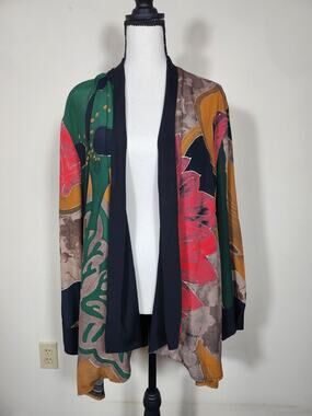 Carole Little Artsy Open Front Kimono Multicolor Jacket Lightweight No Size